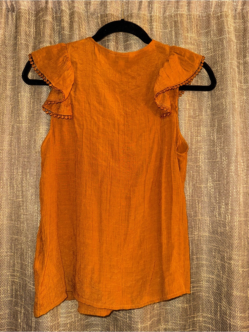 Nanette Lepore Orange Eyelet Ruffle Sleeveless Blouse - Picture 4 of 5